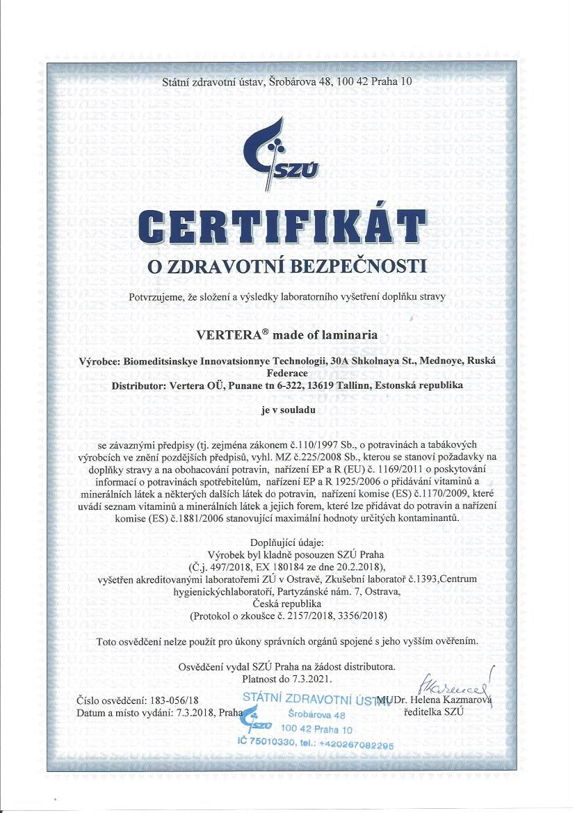 certifikát laminaria gel